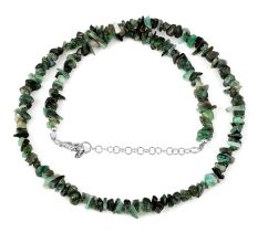 Emerald Nuggets stone necklace, 925 Sterling silver necklace for women, handmade jewelry